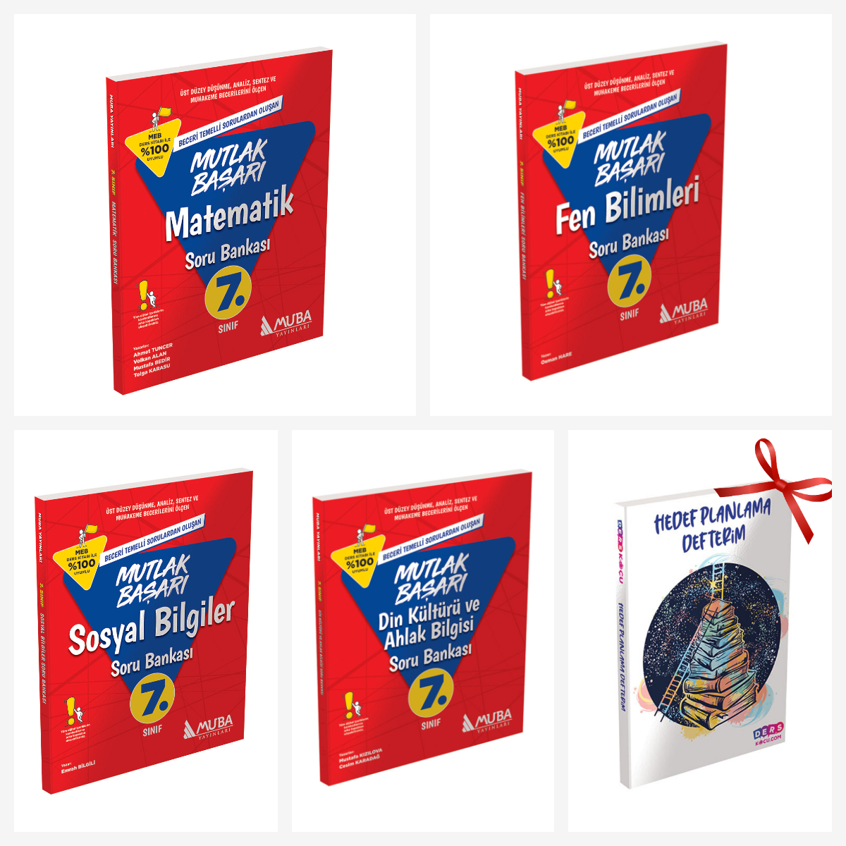 7.Sınıf MB Matematik, Fen B. Sosyal Bilgiler ve Din Kültürü Soru Bankası Set. Hedef Planlama Defter Hediyeli!