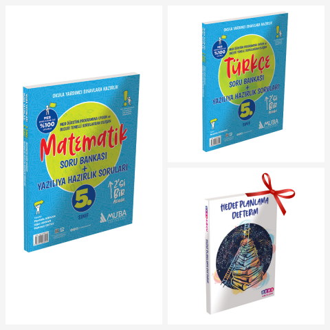 5.Sınıf Matematik ve Türkçe Soru Bankası Seti. Hedef Planlama Defter Hediyeli!!!