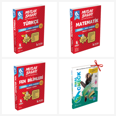 6.Sınıf Türkçe, Matematik ve Fen Bilimleri Fasikül +Soru Bankası Set. Final Check İngilizce Soru B. Hediyeli!