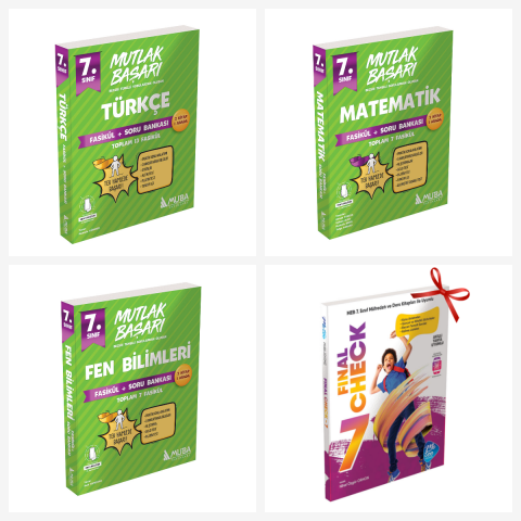 7.Sınıf Türkçe Matematik ve Fen Bilimleri Fasikül+Soru Bankası Set. Final Check İngilizce Soru Bankası Hediyeli!!!